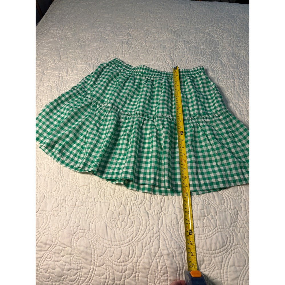Draper‎ James RSVP Green Gingham Tiered Cotton Mini Skirt Large  Cottagecore